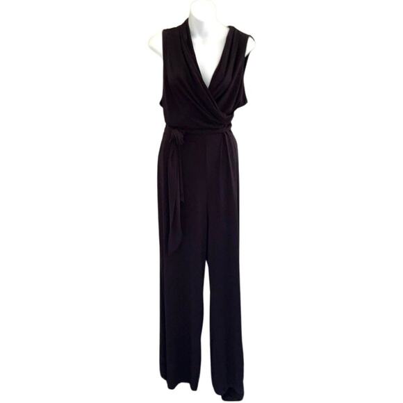 STUDIO ONE black deep v-neckline jumpsuit size XL - Picture 12 of 14
